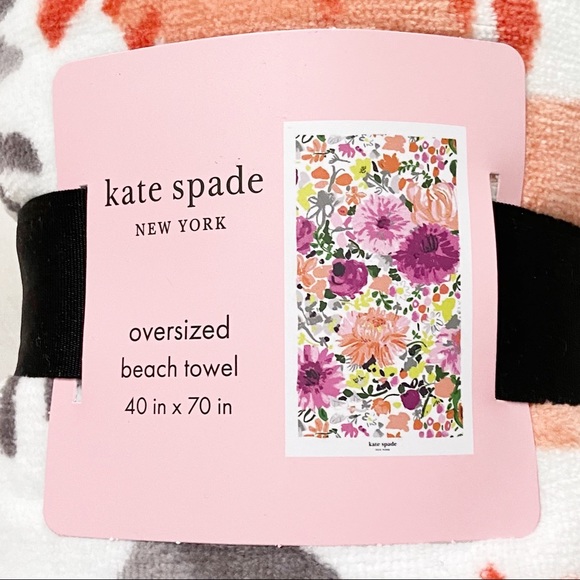 Kate Spade NY Floral Colorful Dahlias Print Oversized Beach Towel New - Picture 3 of 8